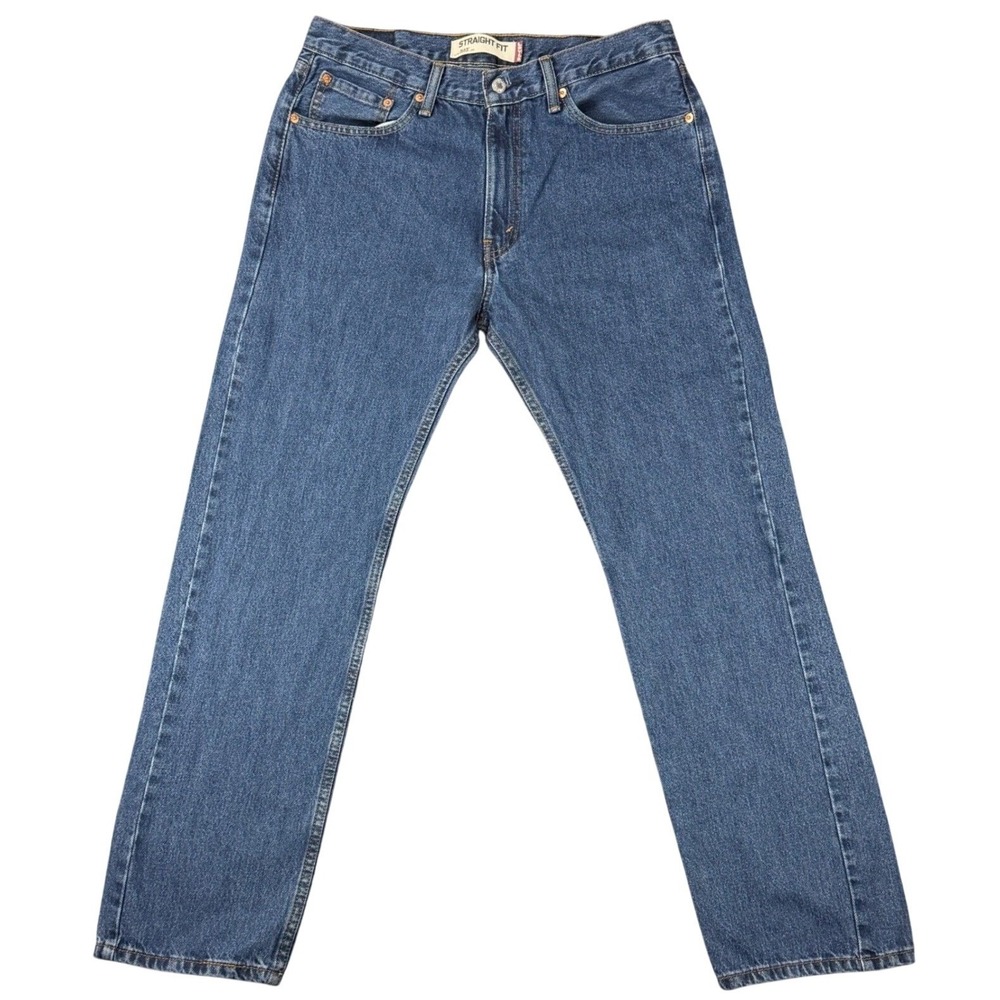 Levi's Men L33 W31.5 Blue Jeans 505 Straight Fit Medium Wash Cotton Denim 0817